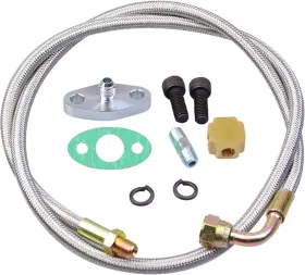 20220061 Vkvxclon Turbo Oil Feed Line Kit Compatible With T3 T4 T60 T61 T70 1/8 Pnt 90 Silver