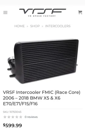 200001125 Vrsf Intercooler Fmic Race Core 2006 2018 Bmw X5 And X6 E70/e71/f15/f16