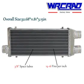 9-1066y Wrcrad 32.5x11.75x3 Inch 2 In/1 Out Tube And Fin Universal Front Mount Twin Turbo Intercooler