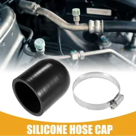 X Autohaux 716058524244 50mm 1.97 Inch Id Universal Car Silicone Hose Set With Clamp End Plug Black