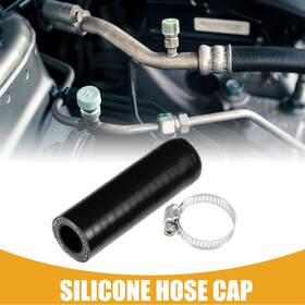 X Autohaux 716058969700 1 Set 16mm 0.63 Inch Id Universal Car Silicone Hose With Clamp End Plug Black