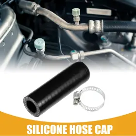 X Autohaux 716058969700 1 Set 16mm 0.63 Inch Id Universal Car Silicone Hose With Clamp End Plug Black