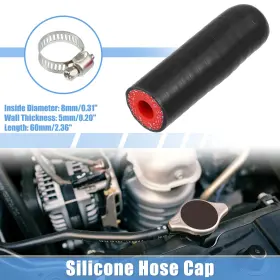 X Autohaux 724117978655 1 Set 8mm 0.31 Inch Id Car Coolant Heater Silicone Cap Intake Hose Black