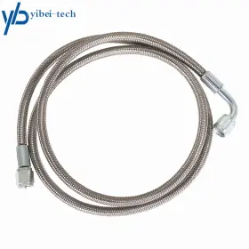 Yi199696t Yibei-tech 4an 90 Degree Straight Turbo Oil Feed Line 48 Inch Length Hose Steel Braided 1pc