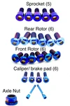 Titanium Front And Rear Wheel Bolt Kit New. Price: $104.39.