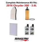 2016 Chrysler 300 3.6L Complete Oil, Air & Cabin Filter Kit (5W-20) New. Price: $118.95.