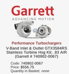 Garrett GTX3584RS 0.83 A/r Hotside Turbine Housing Exhaust Vband New. Price: $200.00.