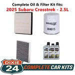Fits: 2025 Subaru Crosstrek 2.5L Complete Oil, Air & Cabin Filter Kit (0W-16) New. Price: $93.95.
