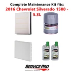 2016 Chevrolet Silverado 1500 5.3L Complete Oil, Air & Cabin Filter Kit (5W-30) New. Price: $111.95.
