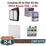 2013 Acura Tsx 2.4L Complete Air, Oil & Cabin Filter Kit (0W-20) New. Price: $87.95.