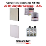 2010 Chrysler Sebring 2.4L Complete Air, Oil & Cabin Filter Kit (5W-20) New. Price: $82.95.
