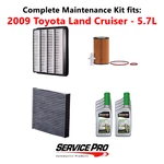 2009 Toyota Land Cruiser 5.7L Complete Air, Oil & Cabin Filter Kit (0W-20) New. Price: $133.95.
