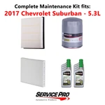 2017 Chevrolet Suburban 5.3L Complete Oil, Air & Cabin Filter Kit (0W-20) New. Price: $123.95.