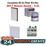 2017 Nissan Quest 3.5L Complete Cabin, Air & Oil Filter Kit (0W-20) New. Price: $82.95.