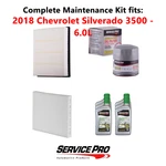 2018 Chevrolet Silverado 3500 6.0L Complete Air, Oil & Cabin Filter Kit (5W-30) New. Price: $111.95.