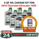 Fits: 2018 Chevrolet Silverado 1500 5.3L Synthetic Oil & Filter Kit (5W-30) New. Price: $75.95.