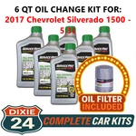 Fits: 2017 Chevrolet Silverado 1500 5.3L Synthetic Oil & Filter Kit (5W-30) New. Price: $75.95.