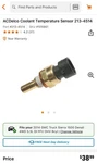 213-4514 Ac Delco Coolant Temperature Sensor For Chevy Yukon Savana Suburban New. Price: $199.00.