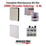 2008 Chrysler Sebring 2.4L Complete Air, Oil & Cabin Filter Kit (5W-20) New. Price: $82.95.