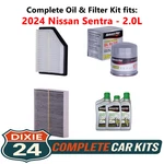 2024 Nissan Sentra 2.0L Complete Air, Oil & Cabin Filter Kit (0W-20) New. Price: $95.95.