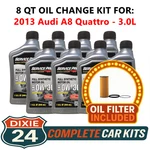 Fits: 2013 Audi A8 Quattro 3.0L 6,000 Mile Synthetic Oil & Filter Kit (0W-30) New. Price: $140.95.