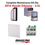 2016 Honda Odyssey 3.5L Complete Air, Oil & Cabin Filter Kit (0W-20) New. Price: $91.95.